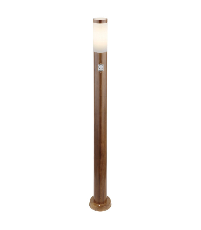 Boston PIR Outdoor Bollard Wood Look IP44 1x E27 Dawn Dusk Sensor-1