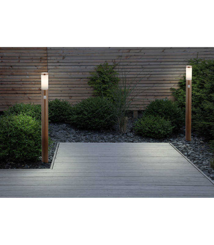 Boston PIR Outdoor Bollard Wood Look IP44 1x E27 Dawn Dusk Sensor-4