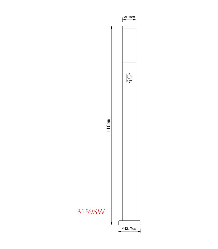 Boston PIR Outdoor Bollard Wood Look IP44 1x E27 Dawn Dusk Sensor-5