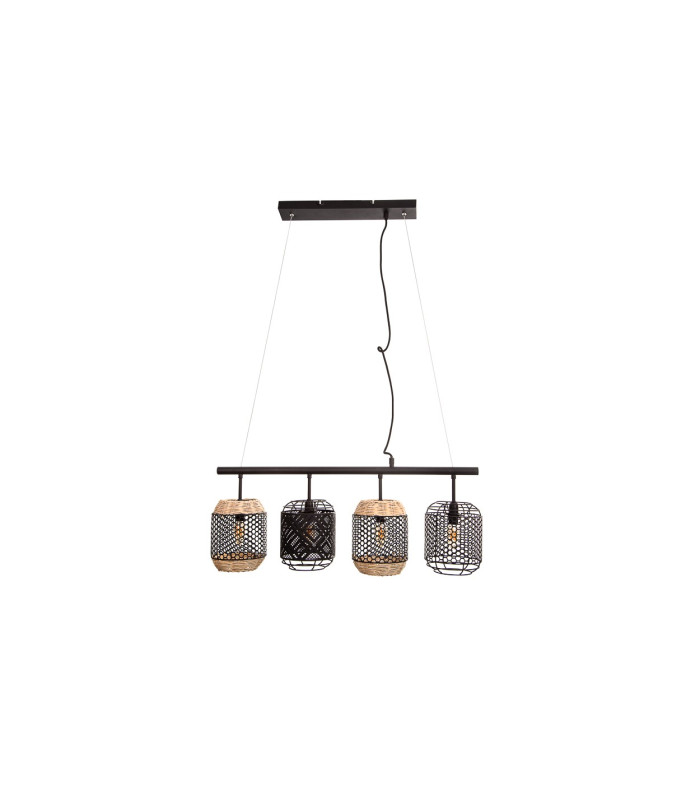 David Bar Pendant Ceiling Light Black 4x E14