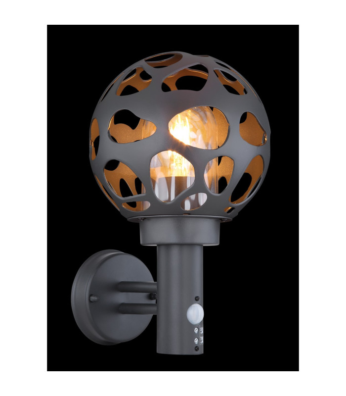 Hilario PIR Outdoor Globe Wall Lamp Anthracite IP44 1x E27 Dawn Dusk Sensor-5