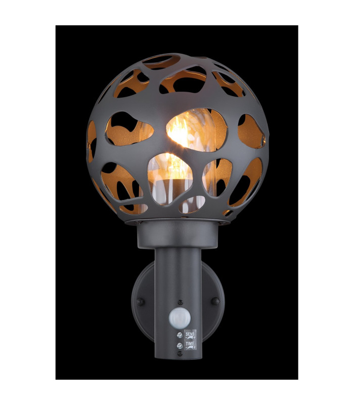 Hilario PIR Outdoor Globe Wall Lamp Anthracite IP44 1x E27 Dawn Dusk Sensor-6