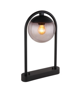 Michael Outdoor Pedestal Light Matt Black IP44 Smoke Glass Shade 1x E27-1