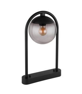 Michael Outdoor Pedestal Light Matt Black IP44 Smoke Glass Shade 1x E27-2