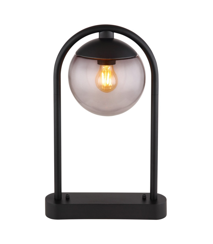 Michael Outdoor Pedestal Light Matt Black IP44 Smoke Glass Shade 1x E27-3