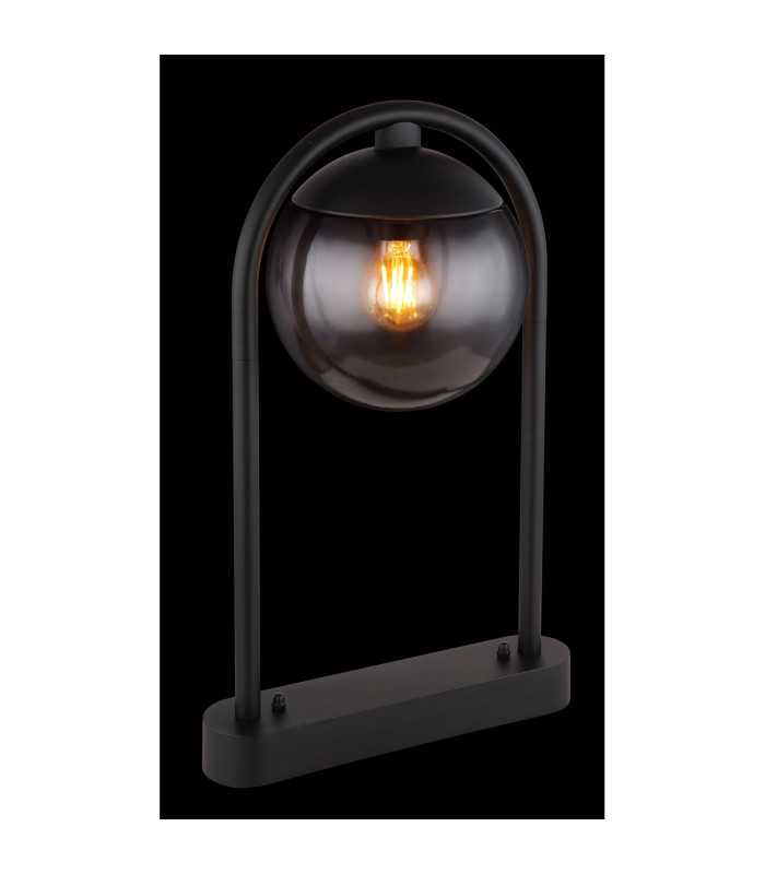 Michael Outdoor Pedestal Light Matt Black IP44 Smoke Glass Shade 1x E27-4