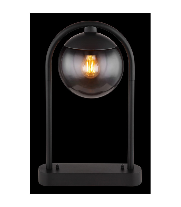 Michael Outdoor Pedestal Light Matt Black IP44 Smoke Glass Shade 1x E27-5