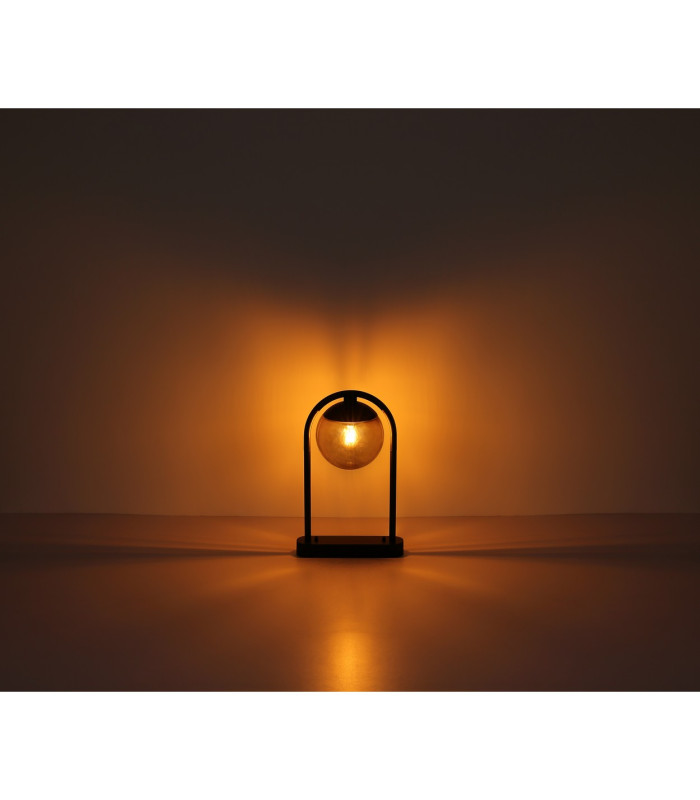 Michael Outdoor Pedestal Light Matt Black IP44 Smoke Glass Shade 1x E27-6