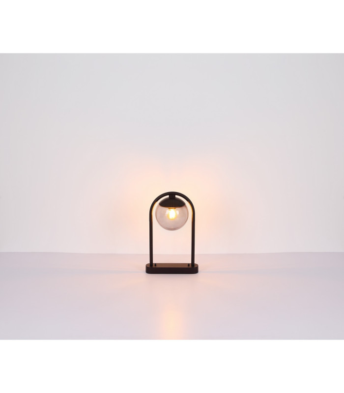 Michael Outdoor Pedestal Light Matt Black IP44 Smoke Glass Shade 1x E27-7