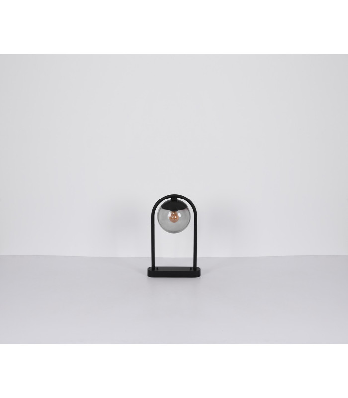 Michael Outdoor Pedestal Light Matt Black IP44 Smoke Glass Shade 1x E27-8