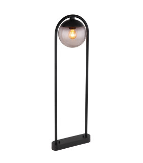 Michael Outdoor Bollard Matt Black IP44 Smoke Glass Shade 1x E27-1