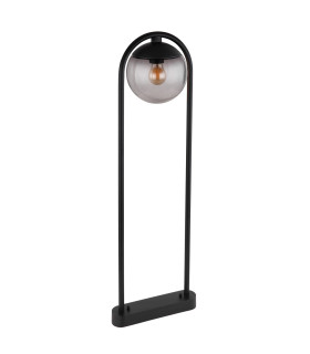Michael Outdoor Bollard Matt Black IP44 Smoke Glass Shade 1x E27-2