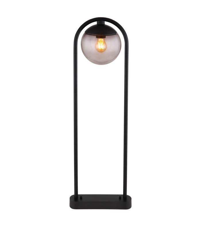 Michael Outdoor Bollard Matt Black IP44 Smoke Glass Shade 1x E27-3