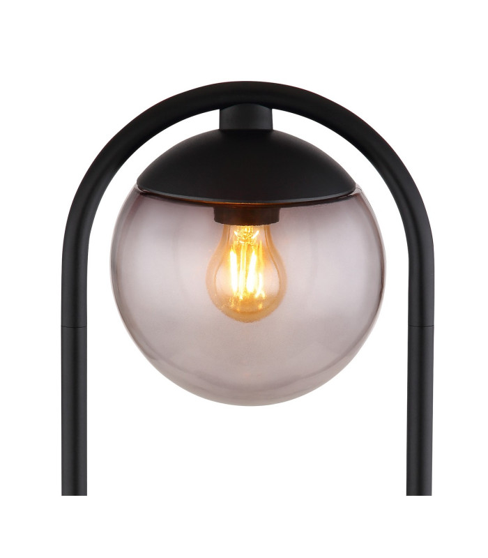 Michael Outdoor Bollard Matt Black IP44 Smoke Glass Shade 1x E27-4