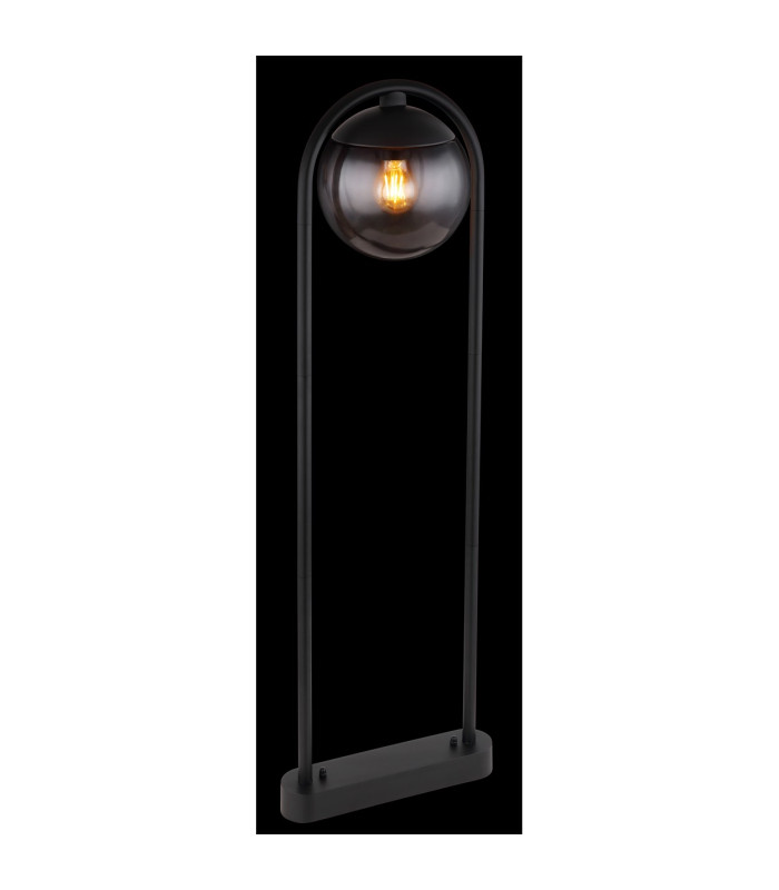 Michael Outdoor Bollard Matt Black IP44 Smoke Glass Shade 1x E27-5