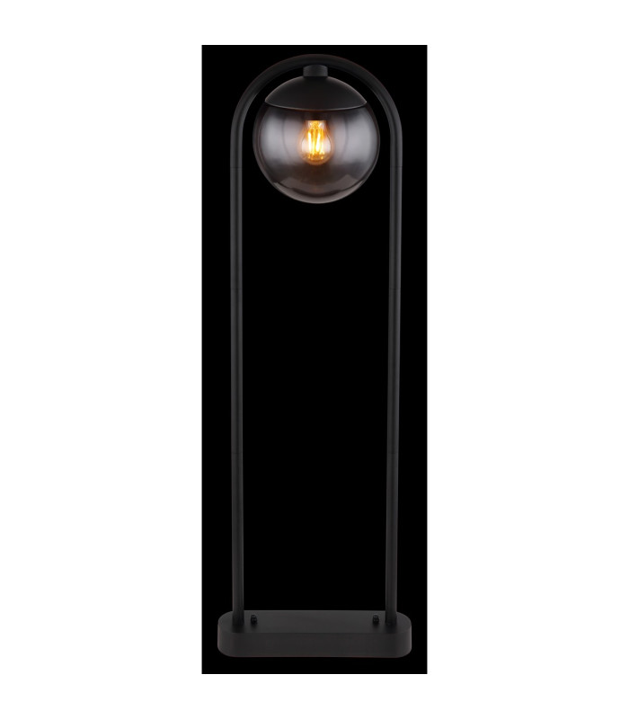 Michael Outdoor Bollard Matt Black IP44 Smoke Glass Shade 1x E27-6