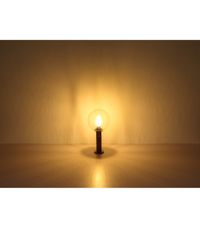 Ossy PIR Outdoor Pedestal Light Wood Look IP44 Clear Glass Shade 1x E27 Dawn Dusk Sensor-5