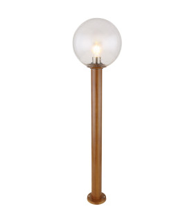 Ossy Outdoor Bollard Wood Look IP44 Clear Glass Shade 1x E27-1
