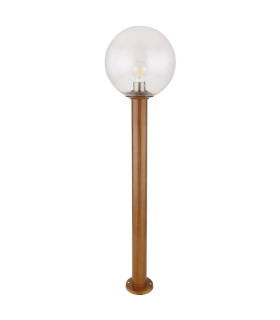 Ossy Outdoor Bollard Wood Look IP44 Clear Glass Shade 1x E27-2