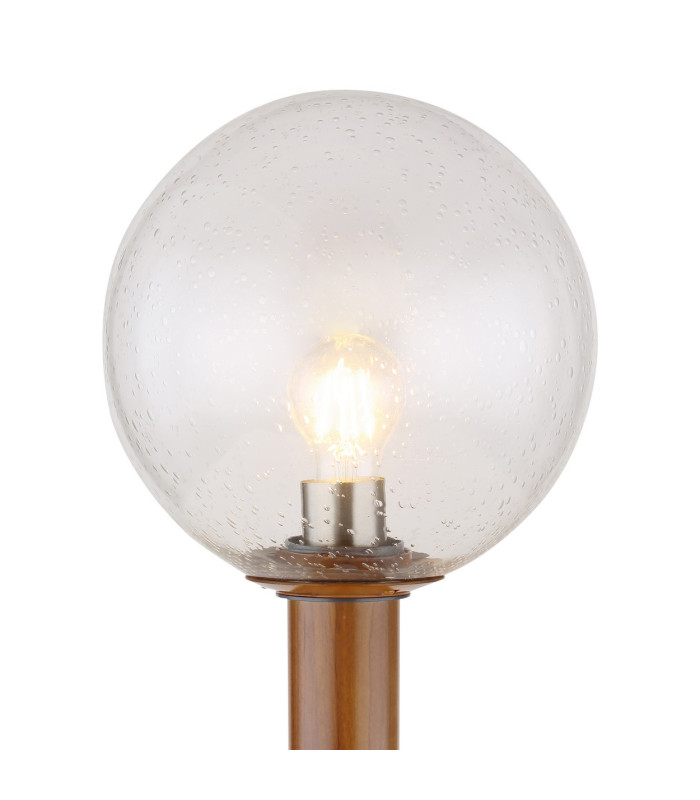 Ossy Outdoor Bollard Wood Look IP44 Clear Glass Shade 1x E27-3