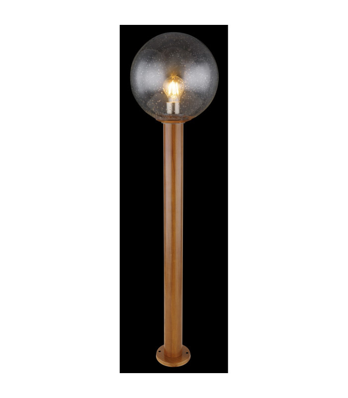 Ossy Outdoor Bollard Wood Look IP44 Clear Glass Shade 1x E27-4
