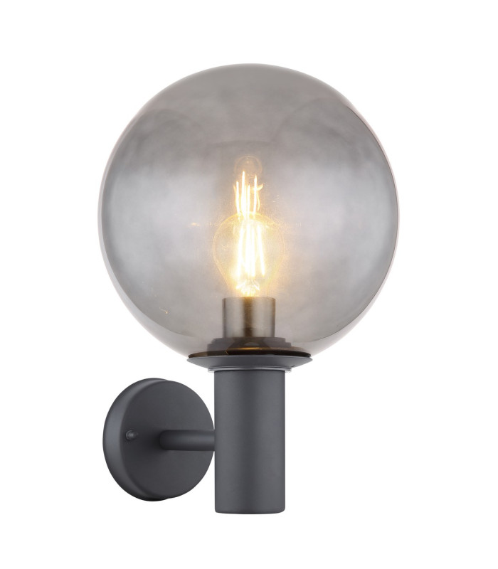 Hedwig Globe Wall Lights Stainless Steel IP44 Glass Shade 1x E27-1