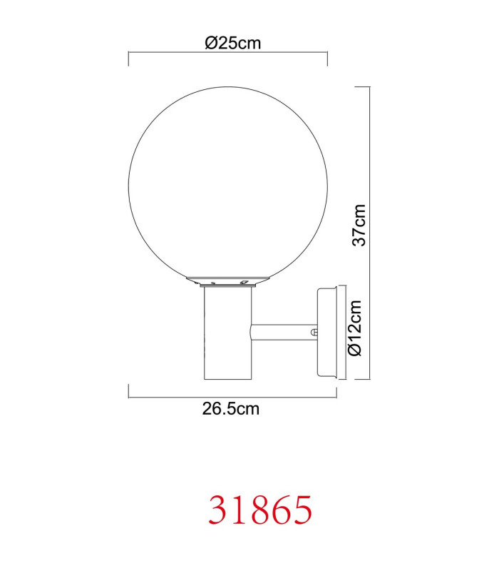 Hedwig Globe Wall Lights Stainless Steel IP44 Glass Shade 1x E27-10