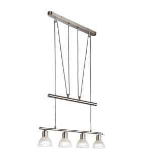Daytona Bar Pendant Ceiling Light Nickel Matt Alabaster Optic Glass Shade 4x E14 3000K-1