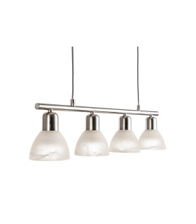 Daytona Bar Pendant Ceiling Light Nickel Matt Alabaster Optic Glass Shade 4x E14 3000K-2
