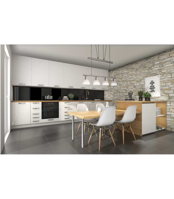 Daytona Bar Pendant Ceiling Light Nickel Matt Alabaster Optic Glass Shade 4x E14 3000K-4