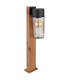 Etsi Outdoor Pedestal Light Wood Look Dark IP44 Smoke Glass Shade 1x E27-2
