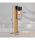 Etsi Outdoor Pedestal Light Wood Look Dark IP44 Smoke Glass Shade 1x E27-11