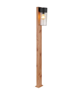 Etsi Outdoor Bollard Wood Look Dark IP44 Smoke Glass Shade 1x E27-1