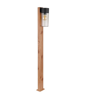 Etsi Outdoor Bollard Wood Look Dark IP44 Smoke Glass Shade 1x E27-2