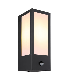 Gundula PIR Outdoor Wall Lantern Matt Black IP44 1x E27 Dawn Dusk Sensor-1