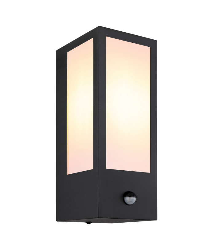 Gundula PIR Outdoor Wall Lantern Matt Black IP44 1x E27 Dawn Dusk Sensor-1