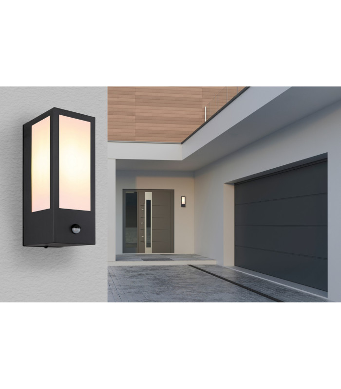 Gundula PIR Outdoor Wall Lantern Matt Black IP44 1x E27 Dawn Dusk Sensor-4