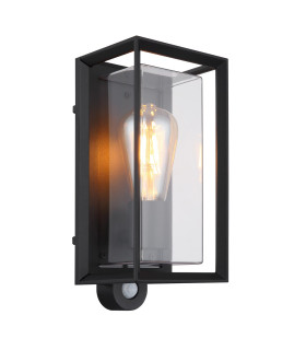 Logana Outdoor Wall Lantern Matt Black IP44 1x E27 Dawn Dusk Sensor-1