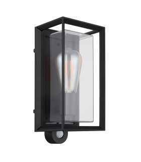 Logana Outdoor Wall Lantern Matt Black IP44 1x E27 Dawn Dusk Sensor-2