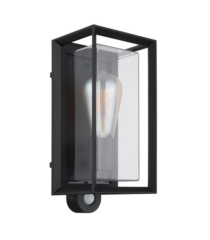 Logana Outdoor Wall Lantern Matt Black IP44 1x E27 Dawn Dusk Sensor-2