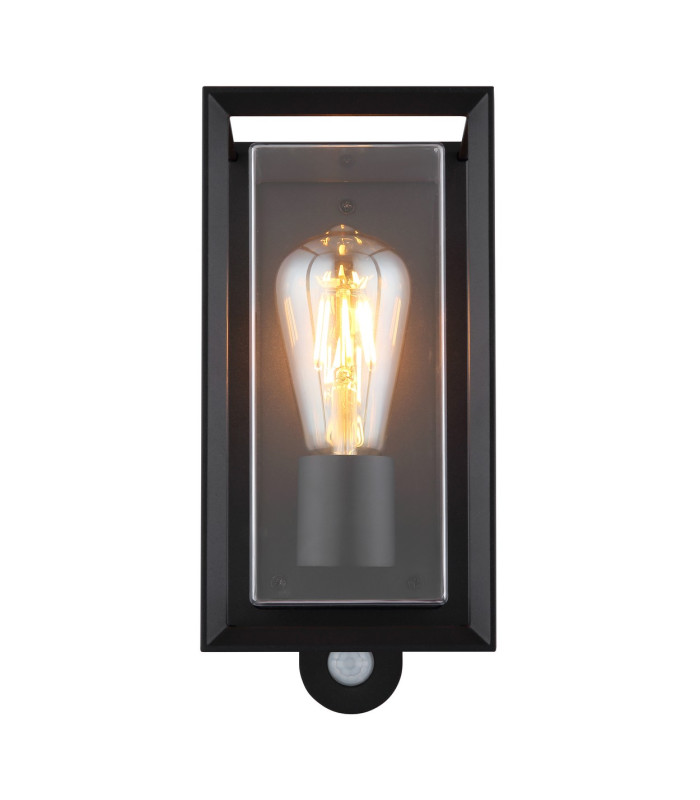 Logana Outdoor Wall Lantern Matt Black IP44 1x E27 Dawn Dusk Sensor-3