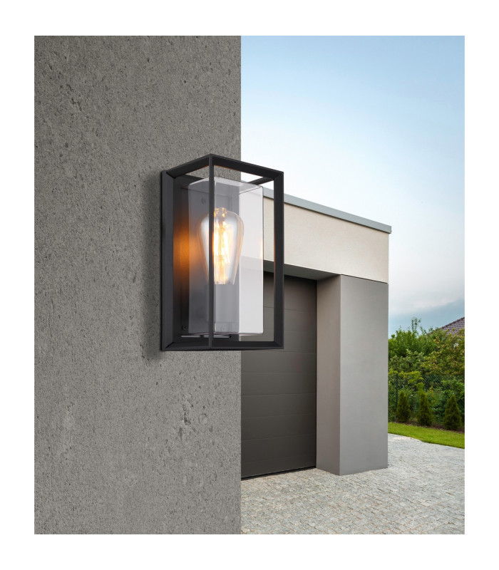 Logana Outdoor Wall Lantern Matt Black IP44 1x E27-5