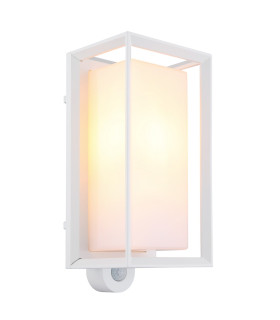 Logana Outdoor Wall Lantern White Matt IP44 1x E27 Dawn Dusk Sensor-1