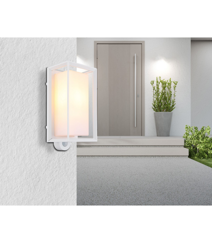 Logana Outdoor Wall Lantern White Matt IP44 1x E27 Dawn Dusk Sensor-4