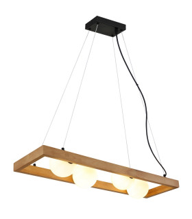 Nanda Bar Pendant Ceiling Light Matt Black Balls Opal Glass Shade 4x G9-1