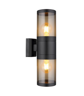 Xeloo Outdoor Up Down Wall Lamp Matt Black IP44 2x E27-1