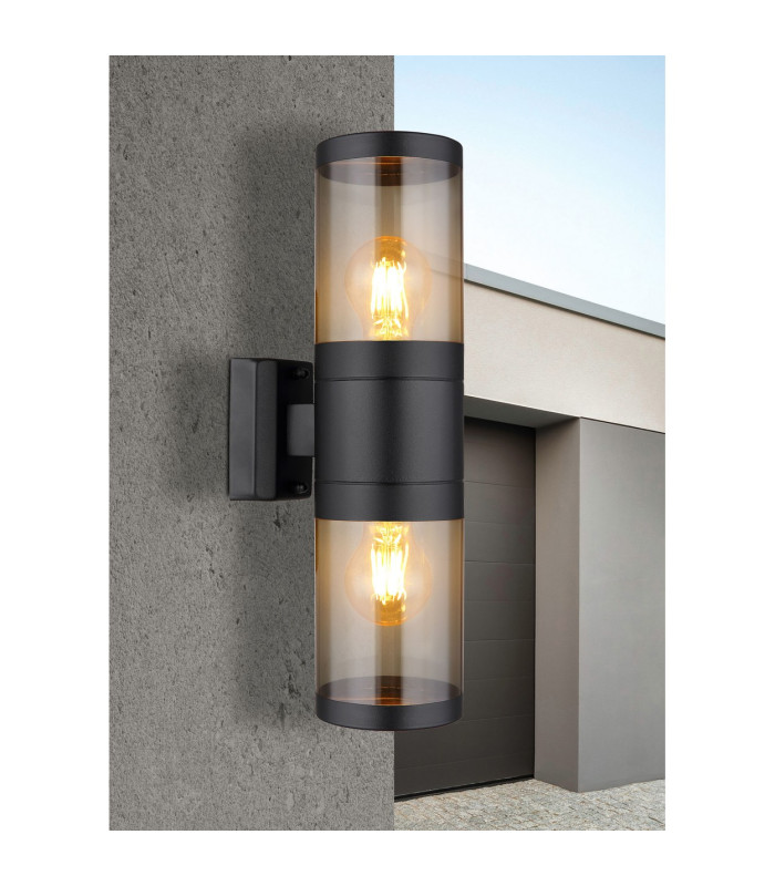 Xeloo Outdoor Up Down Wall Lamp Matt Black IP44 2x E27-6