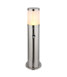 Xeloo PIR Outdoor Bollard Silver Glossy IP44 1x E27 Dawn Dusk Sensor-1