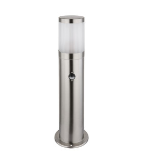 Xeloo PIR Outdoor Bollard Silver Glossy IP44 1x E27 Dawn Dusk Sensor-2