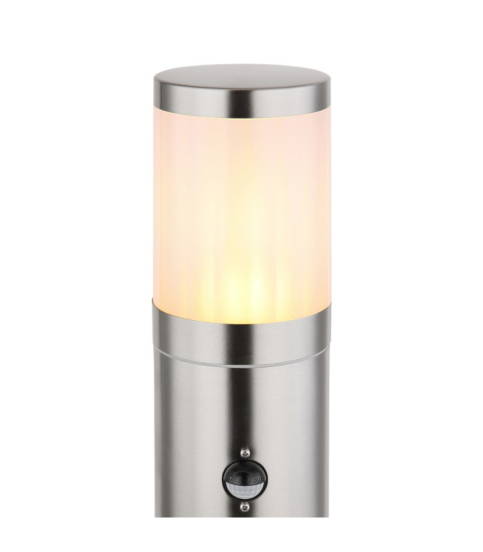 Xeloo PIR Outdoor Bollard Silver Glossy IP44 1x E27 Dawn Dusk Sensor-3